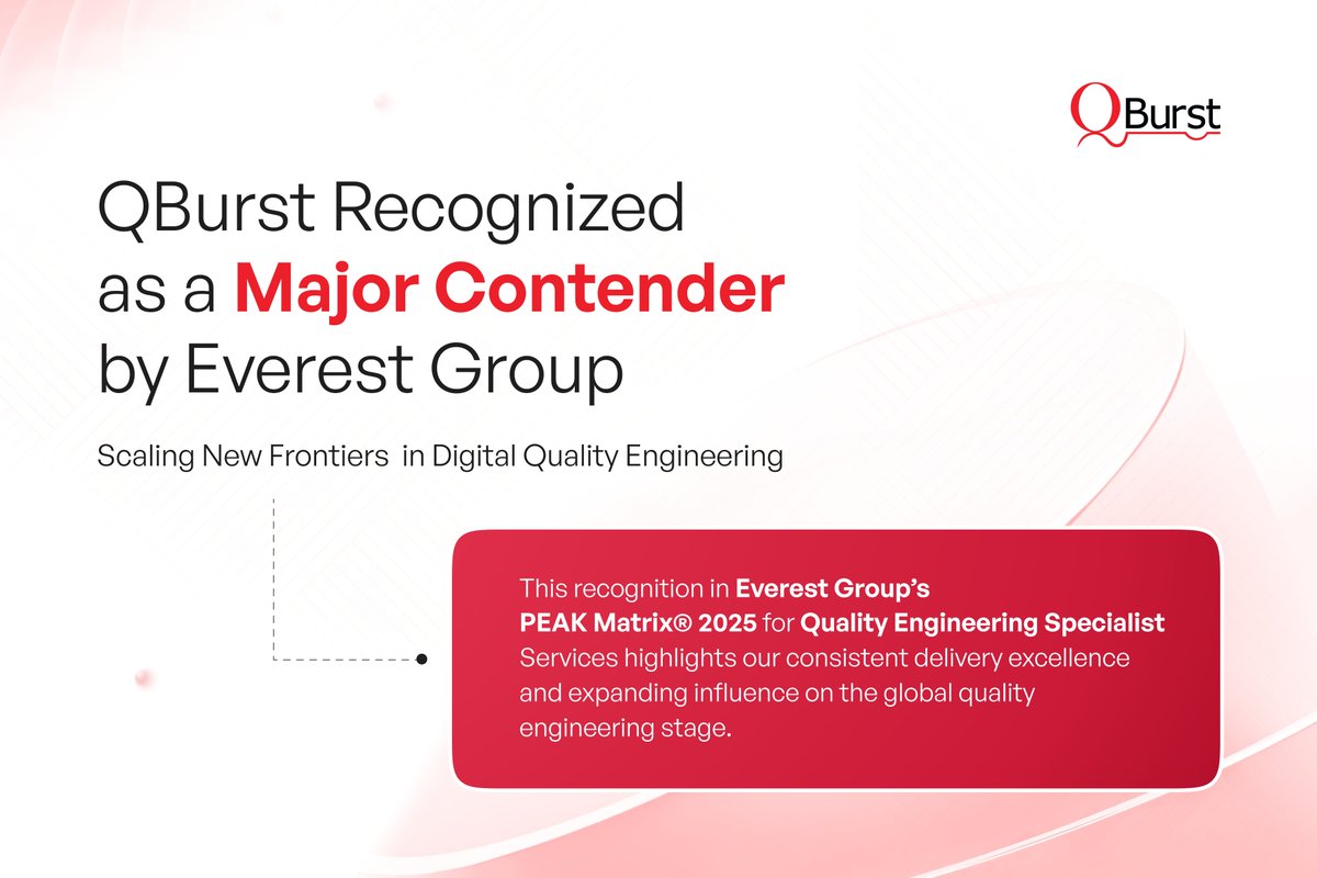 QBurst's tweet image. As an Everest Group–named Major Contender in Quality Engineering, QBurst’s consistent delivery excellence enables faster releases, better quality, and seamless experiences across digital platforms. Learn about how we can set you on a path to Autonomous QE: bit.ly/48PIdpt