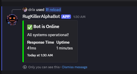 rugkilleronsol's tweet image. /reload now reloads the bot!
