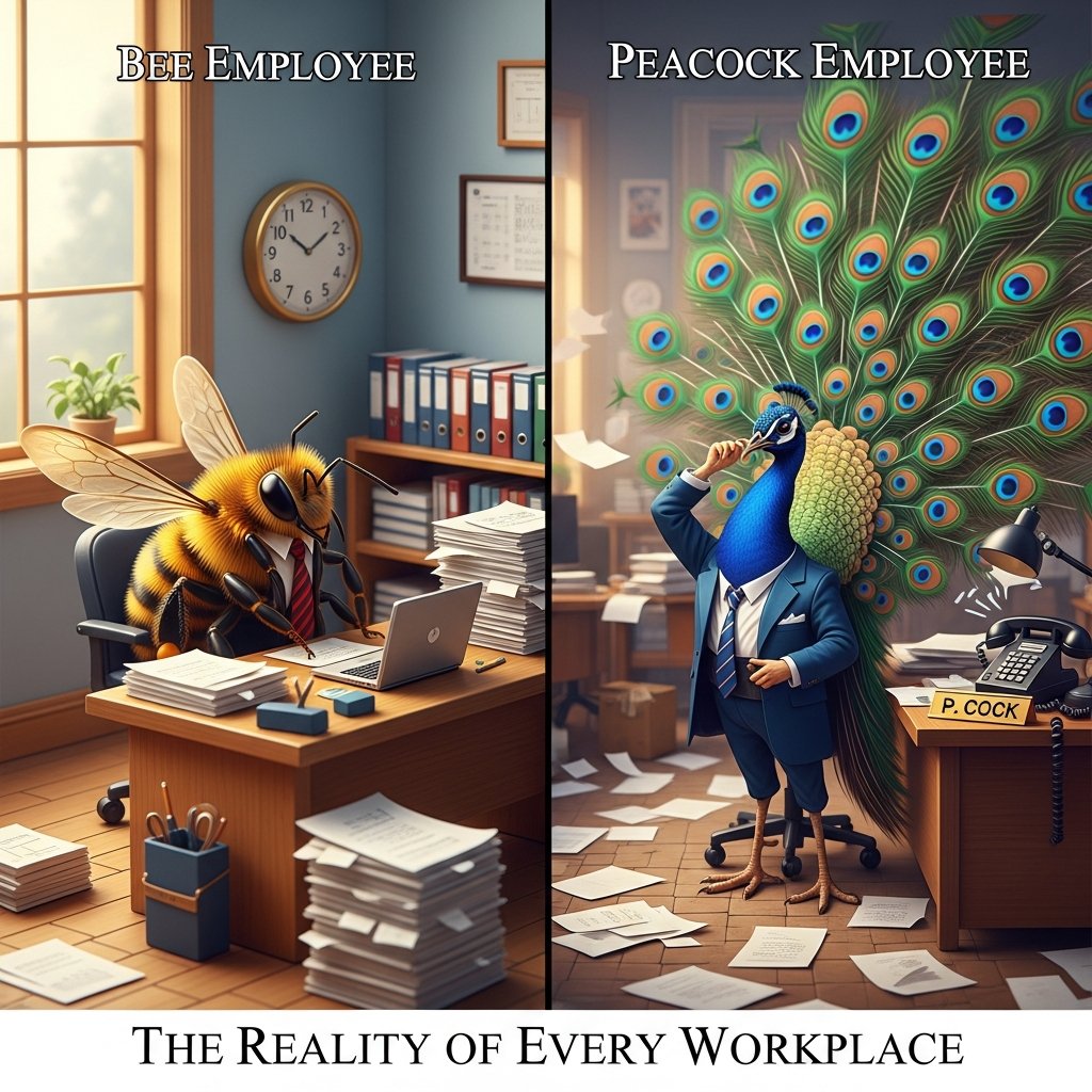 🐝Bee Employees vs🦚 Peacock Employees
🐝Bees:
• Quiet workers
• Consistent doers
• Results > noise
🦚Peacocks:
• Loud
• Attention-seeking
• Low delivery
Teams grow because of the Bees — disciplined, reliable, impact-driven.
Choose to be the Bee.🐝
#WorkCulture #prastut