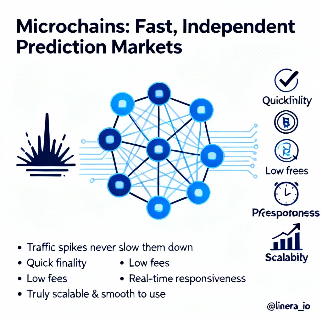 Humayan9's tweet image. Microchains let prediction markets run fast and independently, so traffic spikes never slow them down.
You get quick finality, low fees and real-time responsiveness, making prediction platforms truly scalable and smooth to use.
@linera_io