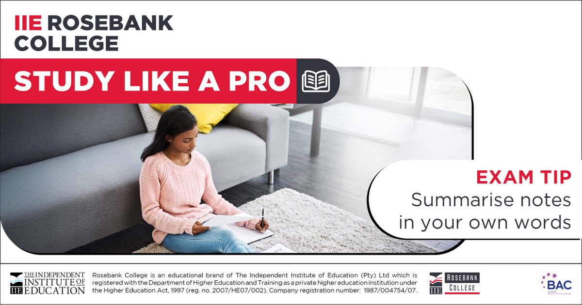 RosebankRC's tweet image. Exam season | Remember: start early, focus on understanding, practice past papers, and take smart breaks. You have got everything it takes to succeed. Good luck!

#IIERosebankCollege #ExamSeason #StudySmart #YouGotThis
