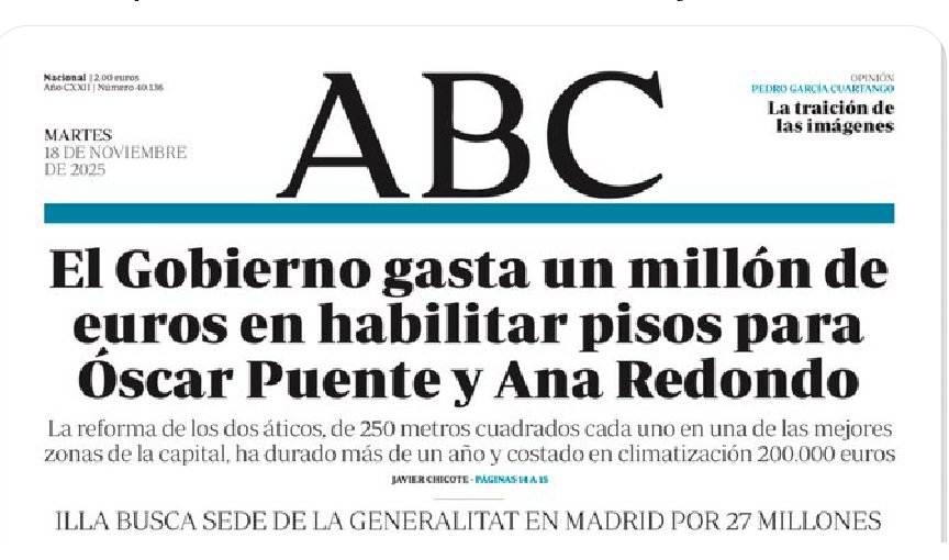 pabloharour's tweet image. 🔴 LA NOTICIA PARA RADICALIZARTE UN MES

MILLONES DE ESPAÑOLES NO PODEMOS ACCEDER A UNA VIVIENDA ASEQUIBLE POR SUS POLÍTICAS Y SE GASTAN UN MILLÓN DE EUROS DE TU DINERO EN HACER OBRAS EN LAS VIVIENDAS OFICIALES DE DOS MINISTROS

SE RÍEN EN NUESTRA CARA abc.es/espana/gobiern…