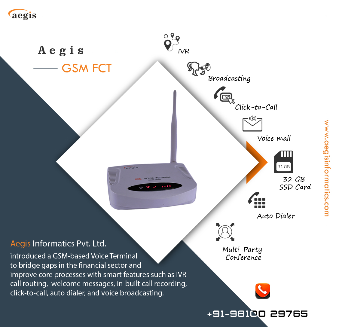 aegisinformatic's tweet image. #Aegis introduced a GSM-based Voice Terminal to bridge gaps in the financial sector and improve core processes with smart features such as IVR, welcome messages, call recording, click-to-call, auto dialer, and voice broadcasting.

#GSMFCT #FixedCellularTerminal #GSMVoiceTerminal
