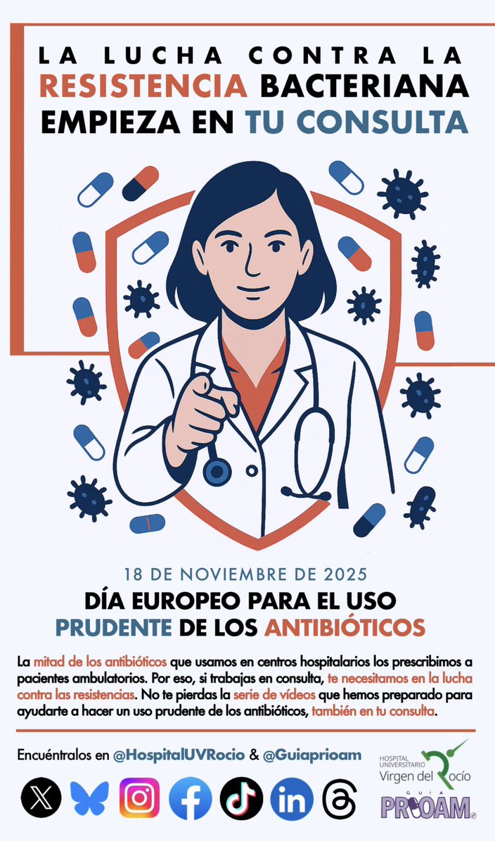 guiaprioam's tweet image. ¿Trabajas en consulta?
¡Te necesitamos!

Durante toda esta semana, no te pierdas nuestra serie de vídeos prácticos para hacer un uso prudente de los antibióticos en tus pacientes ambulatorios.

👊🏻 La lucha contra las resistencias, empieza en tu consulta ✌🏻

#EAAD #WAAW #SomosHUVR