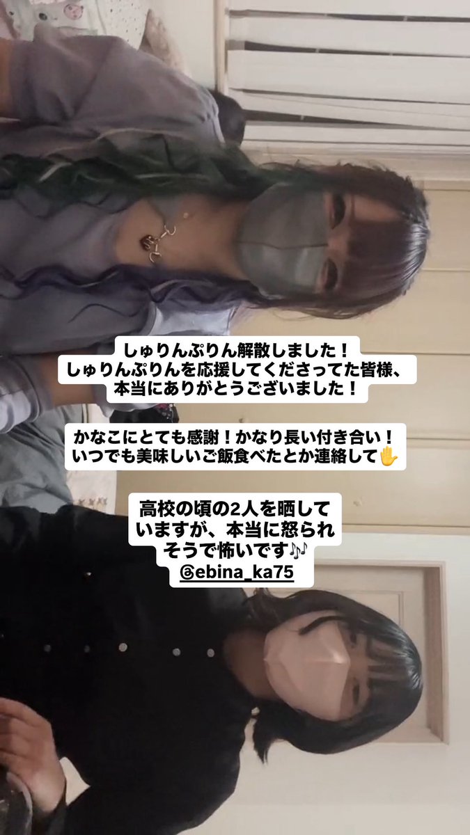 samenouroko's tweet photo. しゅりんぷりん解散しました！わたしもかなこも今後とも応援してほしいです！ https://t.co/MeQI0xGl6b