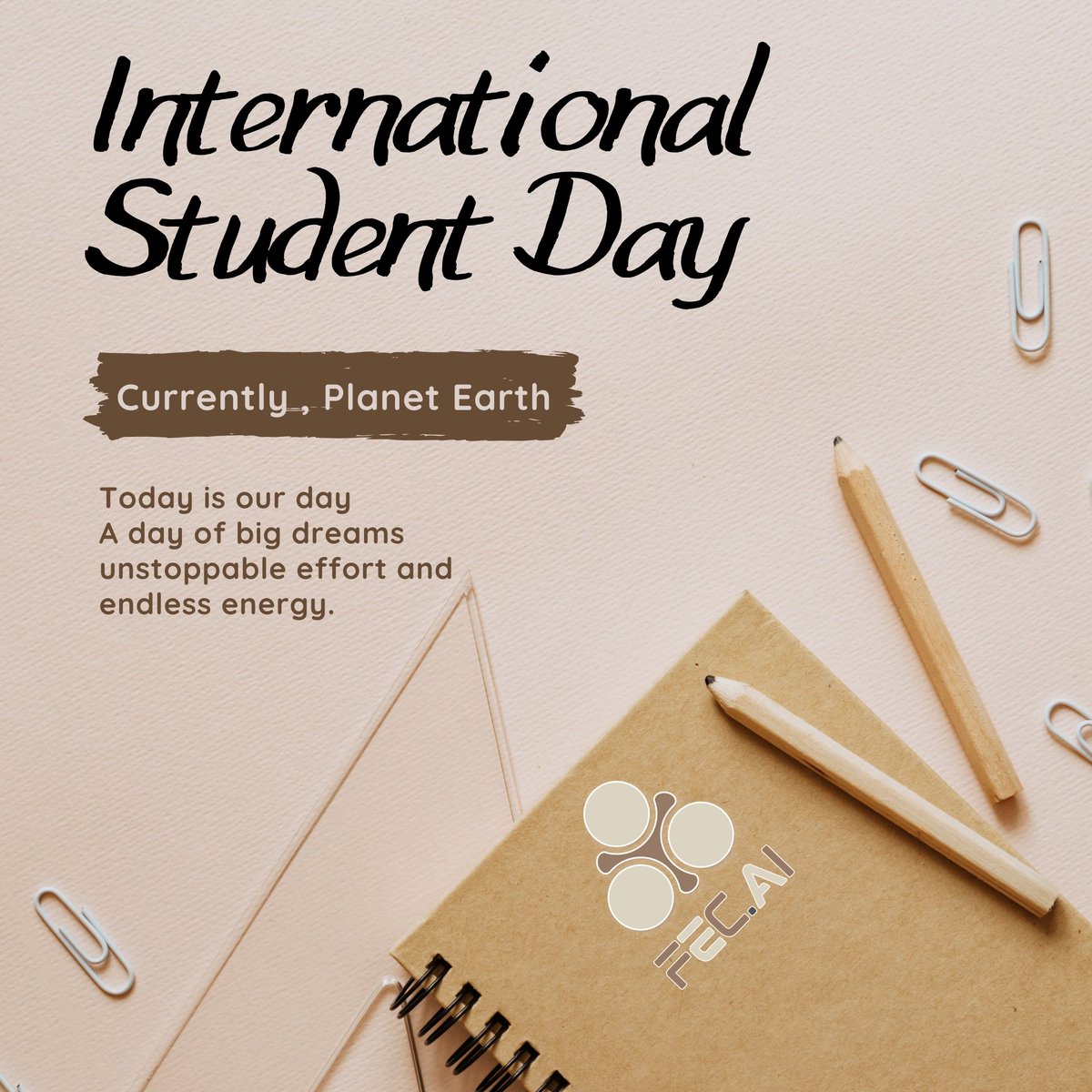 FEC_AI's tweet image. Cheers to all the students who are busy building the future, shine bright, believe in yourselves,    and never stop learning! ✨📚
 
#WorldStudentsDay #KeepLearning #ShineBright #FutureBuilders #StudentLife #DreamBig