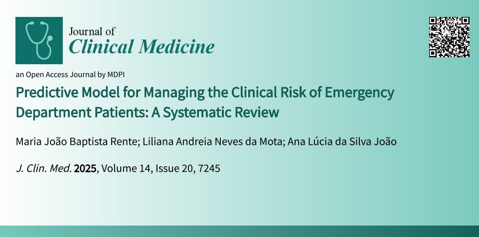 JCM_MDPI's tweet image. #mdpijcm
💡 Recommended New Paper
#Predictive Model for Managing the Clinical Risk of #EmergencyDepartment Patients: A Systematic Review
🎯mdpi.com/3542032
@MediPharma_MDPI 
by Maria João Baptista Rente et al. 
#riskmanagement  #emergencyservice