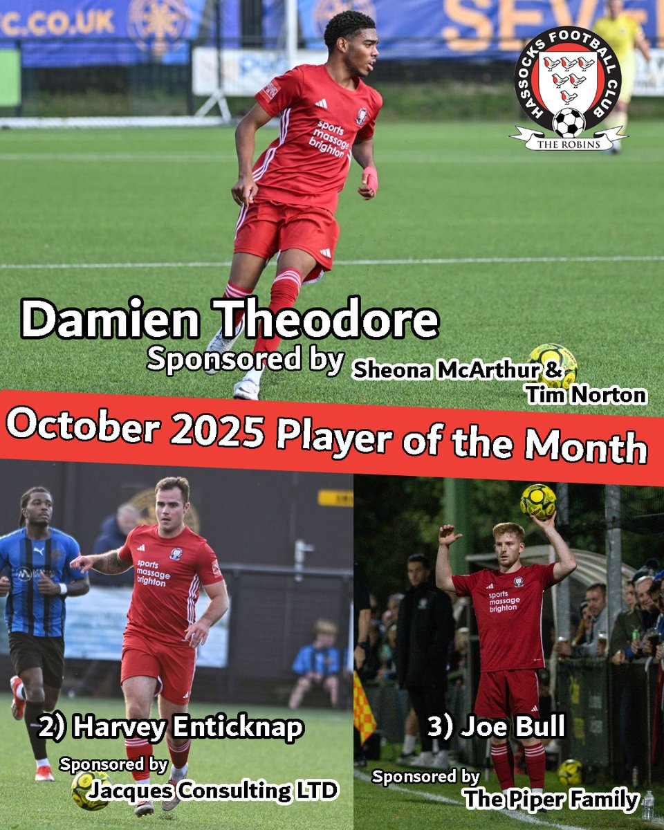 hassocksfc's tweet image. Not a bad start to life at Hassocks for our Gillingham loan raider - Damien Theodore takes home the Robins October Player of the Month Award

Second place went to Harvey Enticknap with Raging Joe Bull third

🔗 hassocksfc.net/2025/11/theodo…

#UTR