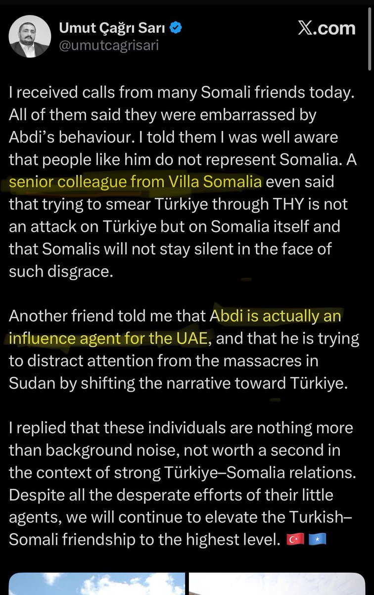 AbdiAddow1's tweet image. Let&apos;s examine this tweet closely! 

Who are these &quot;Senior Colleagues from @TheVillaSomalia&quot; that permit the defamation of another government official? There is an ongoing investigation into this matter, but I can confirm that they are the same individuals who used Umut to…