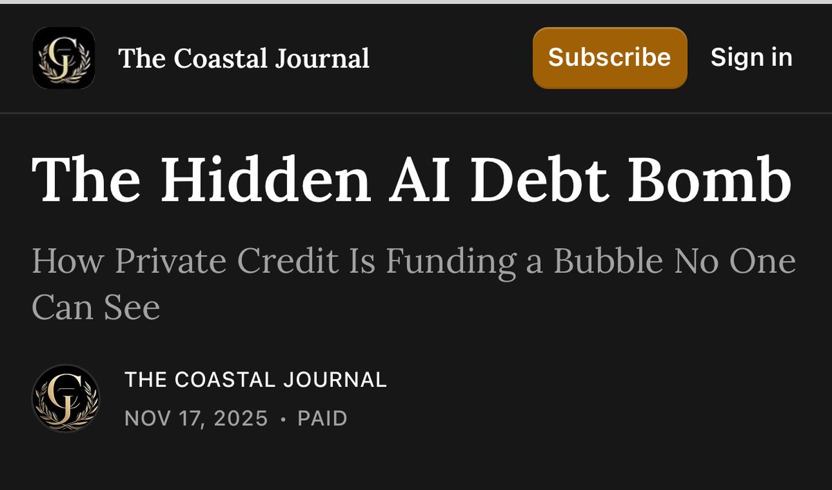 Private Credit &amp; Its
“Hidden AI Debt Bomb”

“…This system is enormous—bigger than the entire pre-2008 mortgage market—yet almost completely invisible to the average investor…

It’s about understanding where the leverage has migrated, where liquidity is illusory, and where the