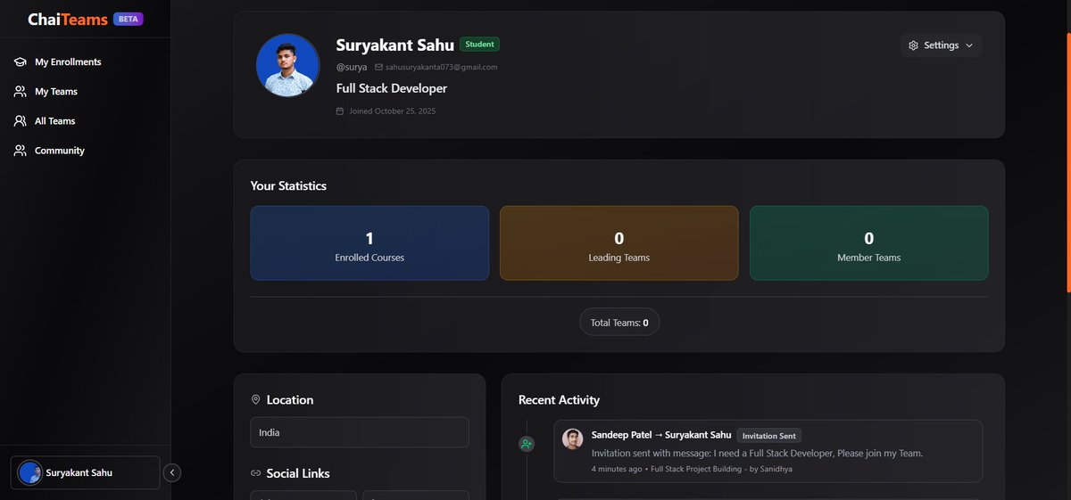 sandeepatel0's tweet image. 45+ users are already on ChaiTeams, and 15+ are testing internally.

Want internal access?
👉 Just log in on ChaiTeams.

Already logged in? 
👉 Comment, and I’ll enable access for you.

🔗 chaiteams.in

 #ChaiTeams #ChaiCode