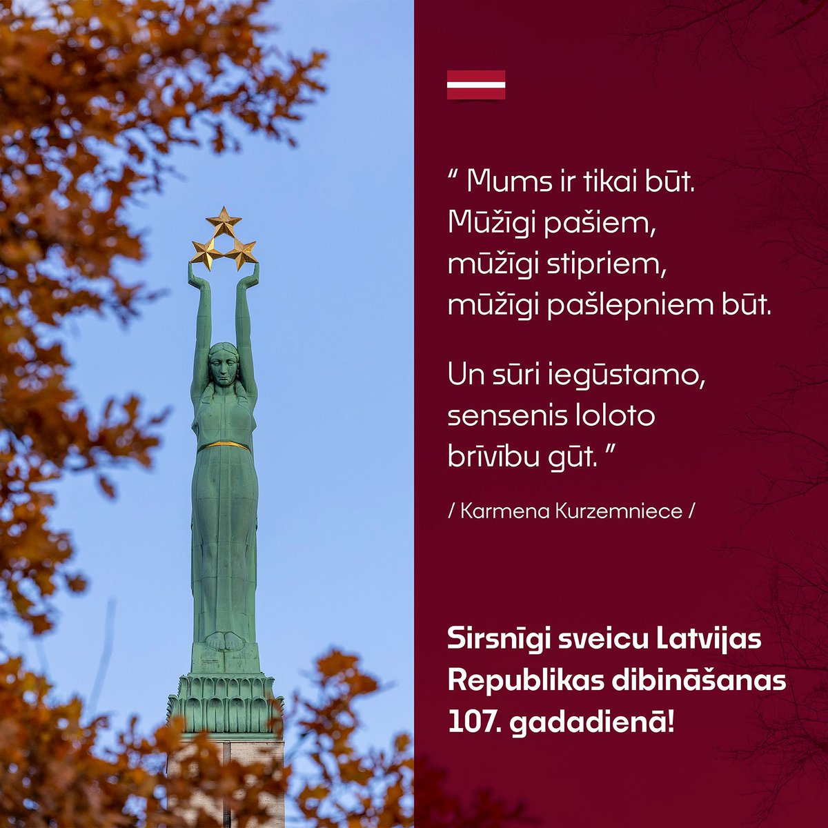 Saules mūžu Latvijai! 🇱🇻🇱🇻🇱🇻

Happy 107th birthday, Latvia! 🇱🇻🇱🇻🇱🇻