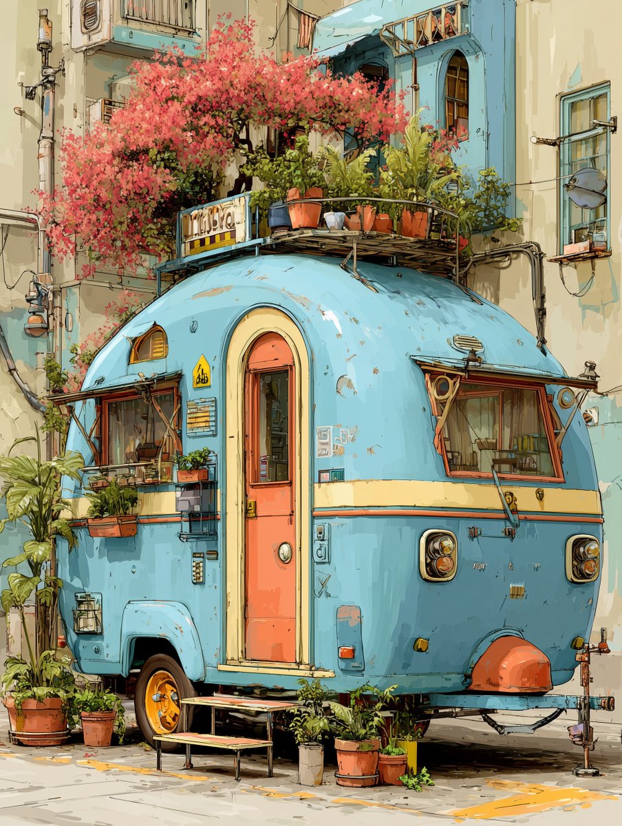 本日のお題は「#理想の家」

“出かけたい気分”に勝てなかった結果、
家ごと走り出すタイプの住まいになりました。

✨ When wanderlust wins, the whole house goes too.
✨ Zero preparation. 100% adventure.
#AIイラスト #AIart #DreamHome