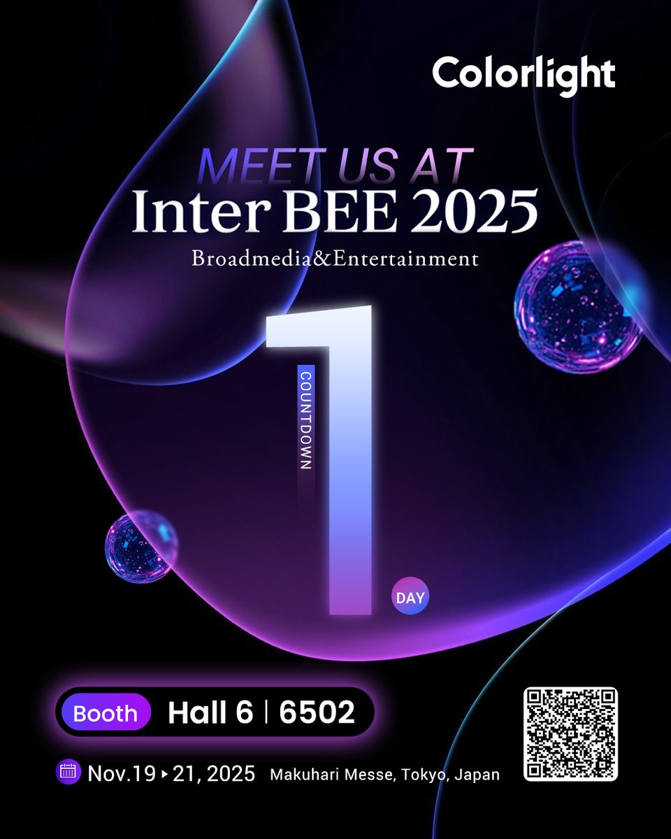 colorlightcloud's tweet image. Just one day left, InterBEE 2025 is coming!

Colorlight is thrilled to unveil a world of visual innovation at Makuhari Messe in Tokyo.

Join our booth in Hall 6, 6502, to explore our advanced LED control technologies.

#Colorlight #InterBEE2025 #LEDControlSystem #Videoprocessor