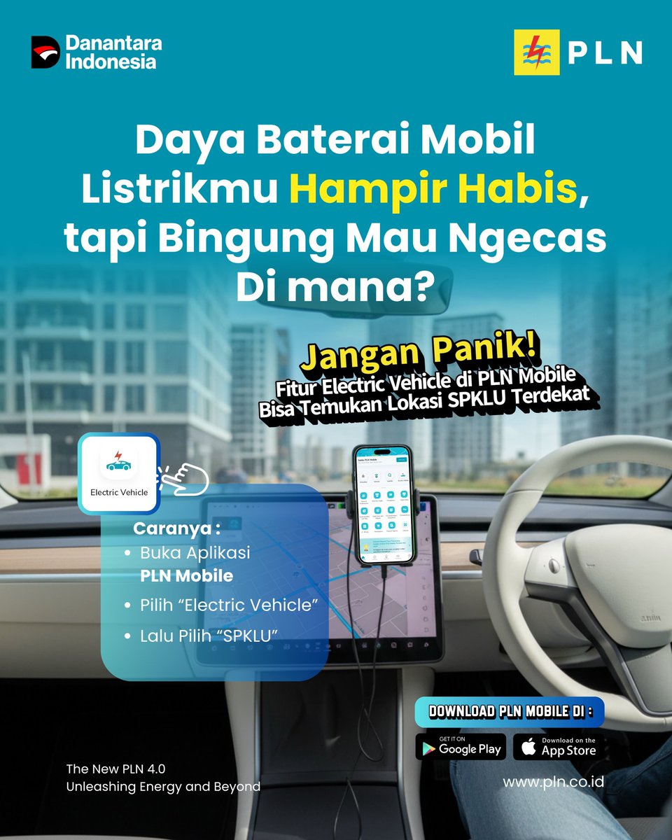 plnup3kendari's tweet image. 🔋⚡ Daya Baterai Mobil Listrikmu Hampir Habis? Jangan Panik!

Kini kamu bisa dengan mudah menemukan lokasi SPKLU (Stasiun Pengisian Kendaraan Listrik Umum) terdekat lewat fitur Electric Vehicle di aplikasi PLN Mobile! 🚗⚡
#PLNUIDSulselrabar 
#PLNMobile 
#SPKLU