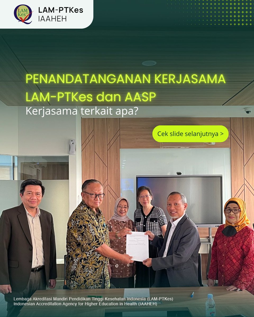 LAM-PTKes x AASP
Kolaborasi baru untuk memperkuat mutu pendidikan farmasi di Asia 🤝

#LAMPTKes #IAAHEH #BeyondStandards #PastiBermutu