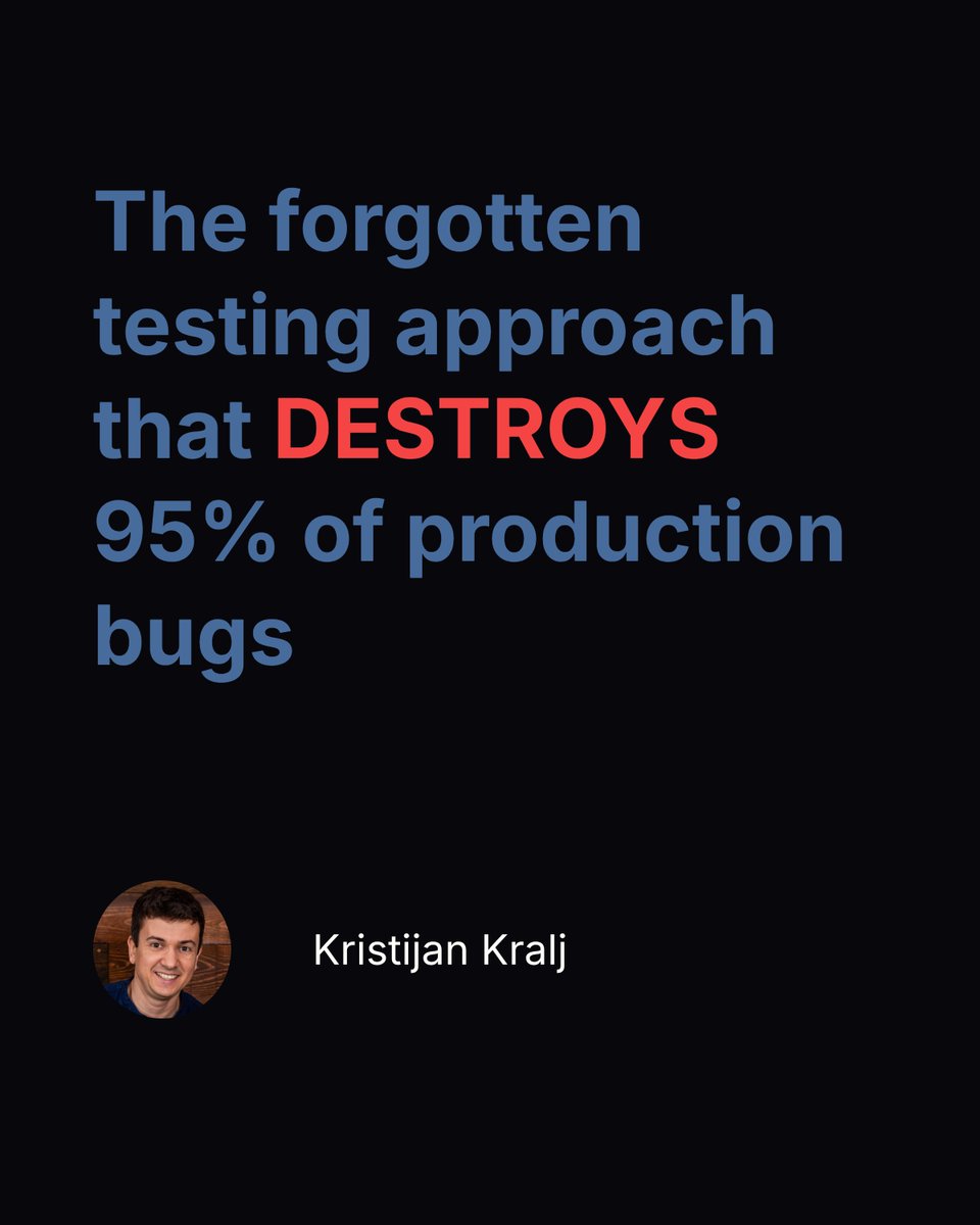 kristijan_kralj's tweet image. The forgotten testing approach that destroys 95% of production bugs:

Question:
How do you know your API still works after a big change?

You could manually test every endpoint...
Or you could let API tests do it for you.

API tests give you instant proof that your system still…