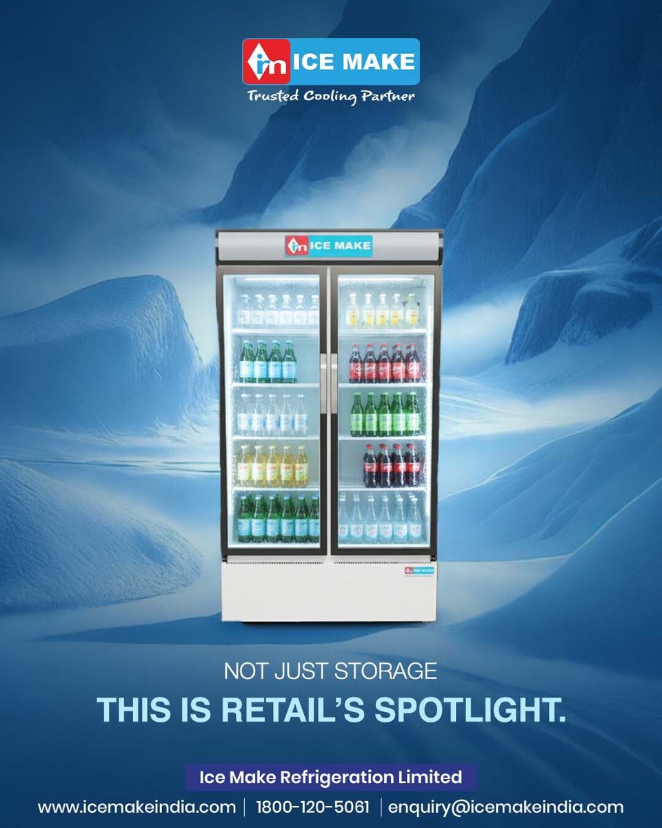 IceMakeRef's tweet image. Make your shop’s beverages and dairy products the star of attraction with Ice Make’s advanced Visi Cooler.
Built for retailers, supermarkets, restaurants, and cafes, our cooler not only keeps drinks chilled at the perfect temperature but also boosts impulse sales with visiblity