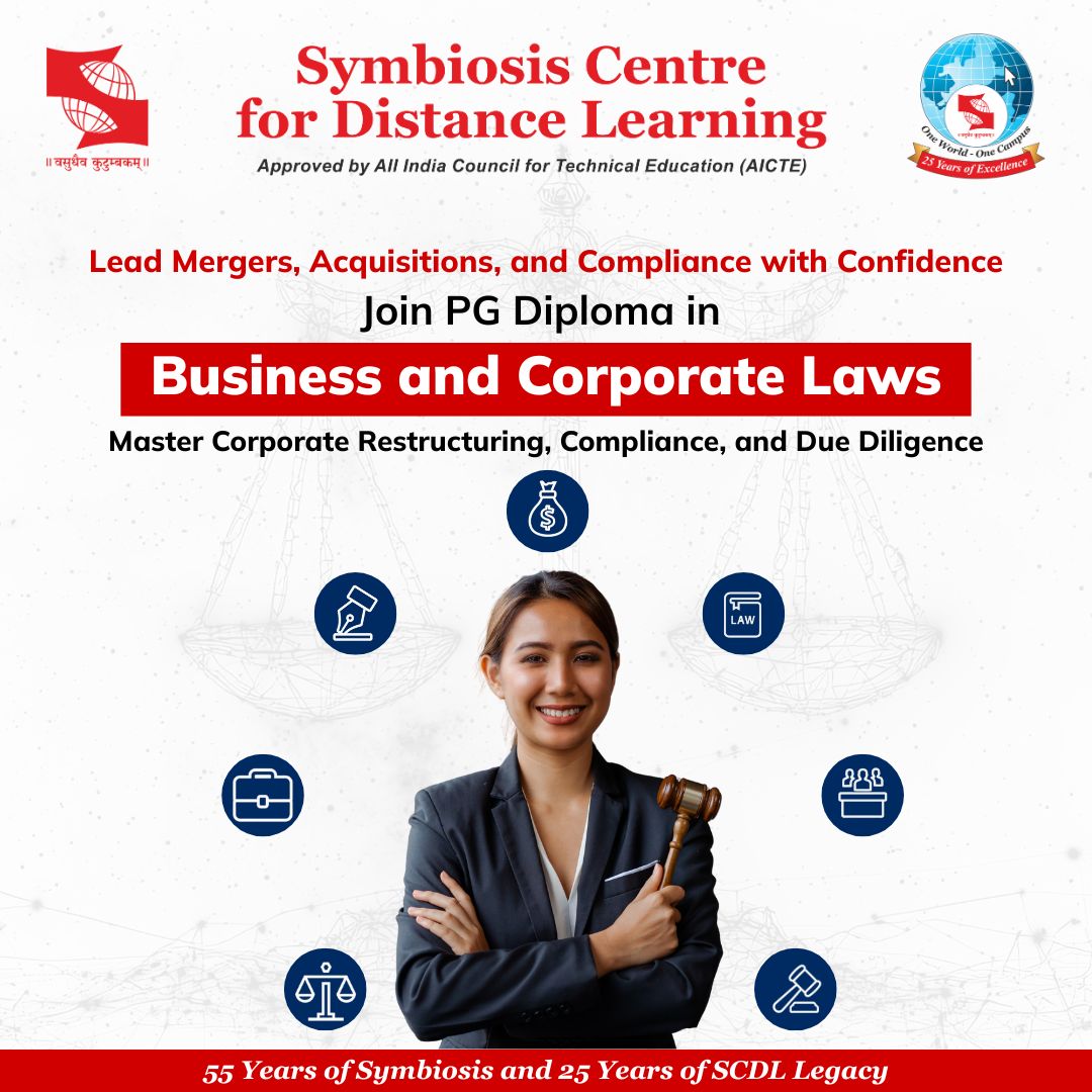 SCDLSymbiosis's tweet image. Take charge of mergers, acquisitions, restructuring, and regulatory compliance with confidence.
SCDL invites you to join the Post Graduate Diploma in Business and Corporate Laws
🔗 Explore the Program &amp;amp; Apply Today:
 scdl.net/programs/post-…

#SCDL #CorporateLaw #BusinessLaw