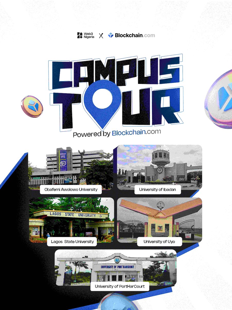 Web3Nigeria's tweet image. Web3 Nigeria Campus Tour 🇳🇬

Five Universities, Four Weeks, One Mission. Powered by @BlockchainAfri_ 

Click the link below, find your university and register 👇🏽

luma.com/BlockchainAfri…

Comment the university that should be added next.

- Obafemi Awolowo University
- Lagos…