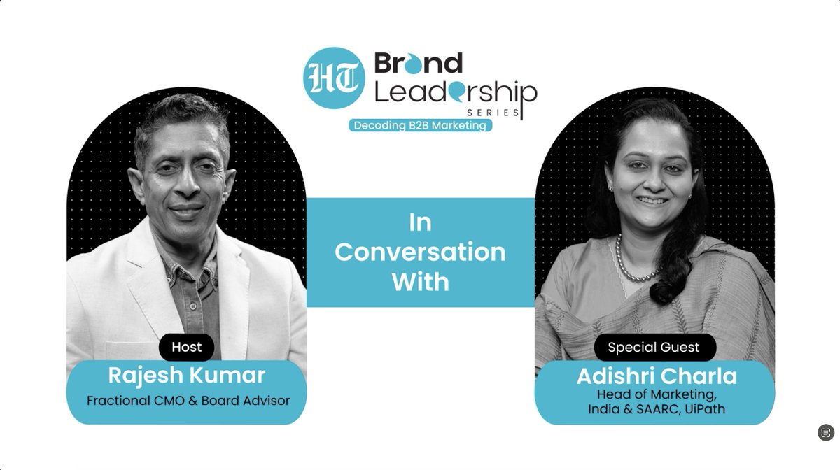 htTweets's tweet photo. 🎥HT Brand Leadership Series Ep. 45 | Adishri Charla on Decoding Customer Advocacy in B2B

Nothing more powerful than a satisfied customer telling your story for you.  But how to achieve that golden moment?

In this deep dive into B2B marketing with host Rajesh Kumar (fractional CMO and board advisor ), Adishri Charla, Head of Marketing for India & South Asia at UiPath, shifts our attention from running after just new customers every time  to keeping them happy and growing them over their their lifecycle.

Adishri, who built a thriving career in B2B marketing after a storied stint in banking, describes the high cost of acquisition as a "leaky bucket" , advocating for a new strategic focus on nurturing existing relationships. She unpacks the art of customer advocacy, moving beyond complex case studies to embrace impactful, human moments.

For Adishri,  customer advisory boards and recognition programs are not just marketing initiatives, but strategic platforms to co-create the future with clients. She explains how it’s crucial to celebrate not just the leaders, but also the big teams behind them, creating a win-win environment of positivity and feel-good.

This is a compelling exploration of why, in the world of B2B, a company's greatest growth engine is its loyal customer, and its most powerful leaders are those who know how to skillfully juggle it all.

Watch here🔗https://t.co/LbgqZMNRHC

#HTBrandLeadershipSeries #AdishriCharla #UiPath #B2BCx #LoyaltyMarketing #CustomerAdvocacy #DigitalMarketing #SaaSMarketing #Leadership #WomenInMarketing #B2B #MarketingStrategy 
#decodingB2BMarketing