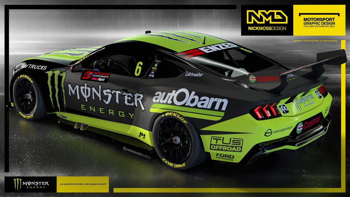 nickmossdesign's tweet image. #NMD @nickmossdesign  - 2025 @TickfordRacing  @MonsterEnergy  Cam Waters @supercars  #Gen3 #liverydesign #concept #justforfun