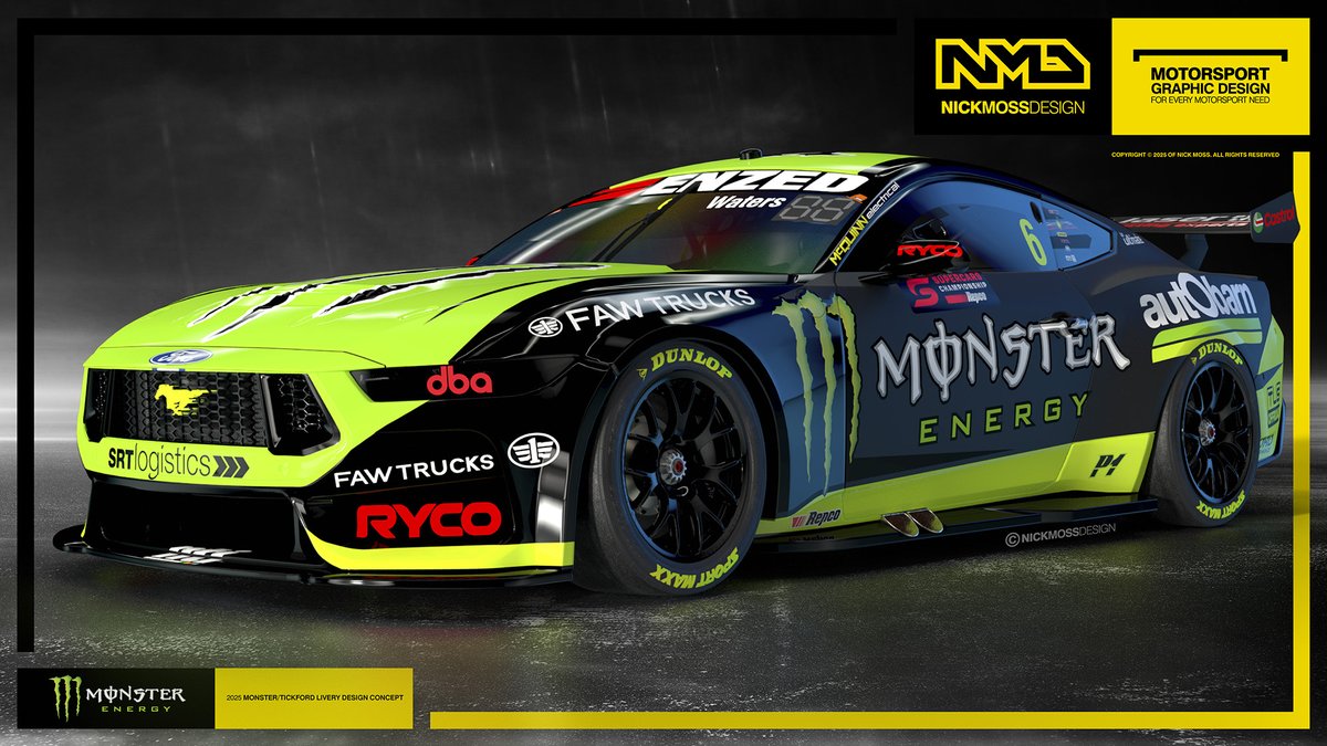 nickmossdesign's tweet image. #NMD @nickmossdesign  - 2025 @TickfordRacing  @MonsterEnergy  Cam Waters @supercars  #Gen3 #liverydesign #concept #justforfun