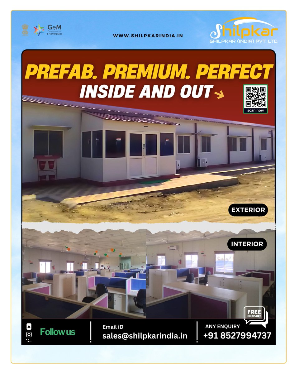 IndiaShilpkar's tweet image. Prefab. Premium. Perfect—Inside and Out. 
Scan the QR code to Know more visit = shilpkarindia.in or call us at 8527994737 mail - sales@shilpkarindia.in #shilpkarindia #PEB #structure #project #Sustainble #building #high #quality #Ecofriendly #ecofriendly  #construction
