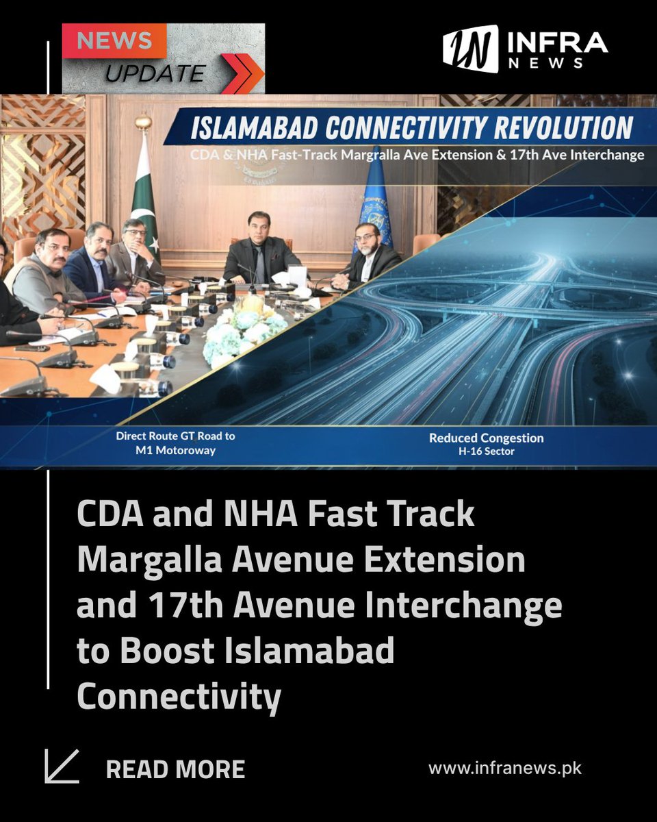 infranewspk's tweet image. ISLAMABAD: The Capital Development Authority and the National Highway Authority have intensified efforts to extend Margalla Avenue to the M1 motorway and develop a new interchange at...

Read Full Story Here: infranews.pk/cda-and-nha-fa…

#infranews #NHA #CDA