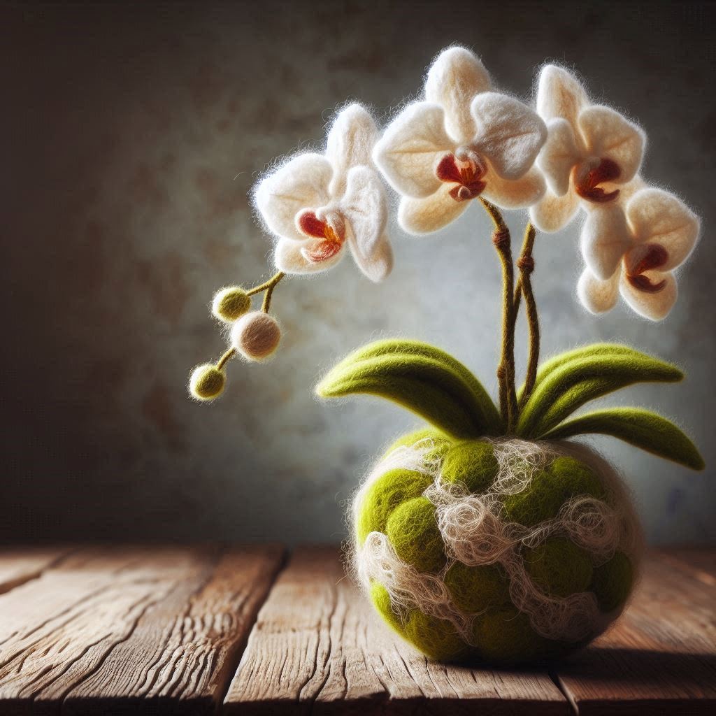 胡蝶蘭の苔玉

#AI画像 #羊毛フェルト #フォロバ100：変垢✖