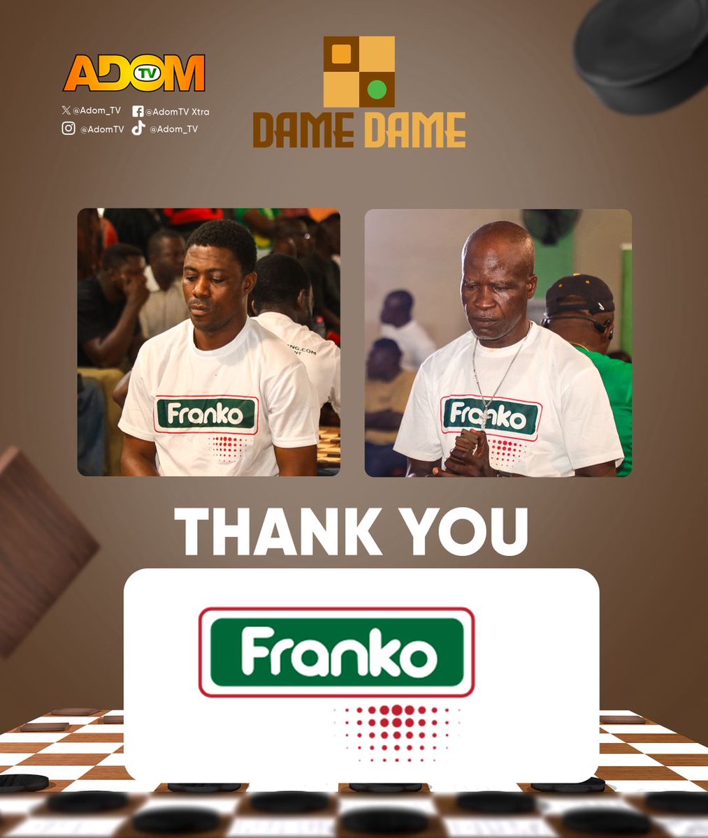 Adom1063fm's tweet photo. Thank you to all our sponsors.

DBS, Franko, Guinness, Village Herbs Clinic, Sintex Tank, Abrantee College.

#DameDame #AdomTV #AdomSocials https://t.co/5gQZxbWy1Z