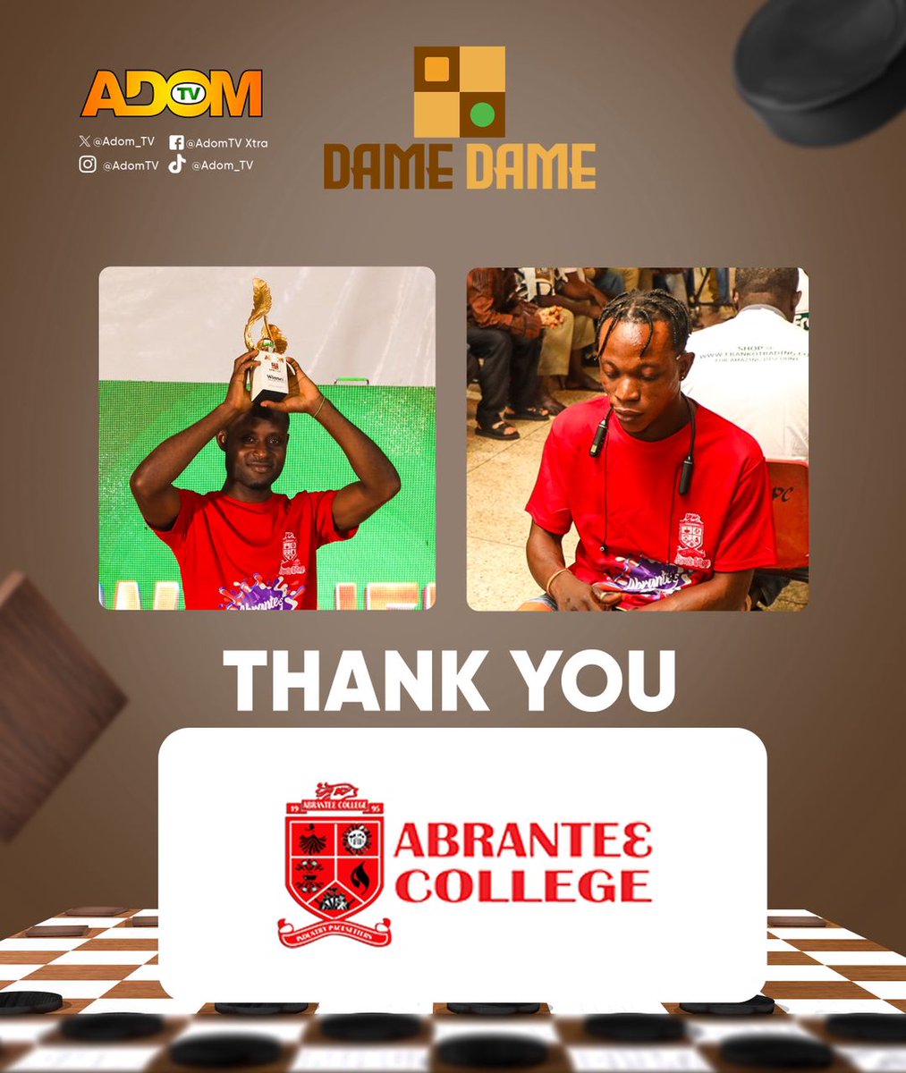 Adom1063fm's tweet photo. Thank you to all our sponsors.

DBS, Franko, Guinness, Village Herbs Clinic, Sintex Tank, Abrantee College.

#DameDame #AdomTV #AdomSocials https://t.co/5gQZxbWy1Z