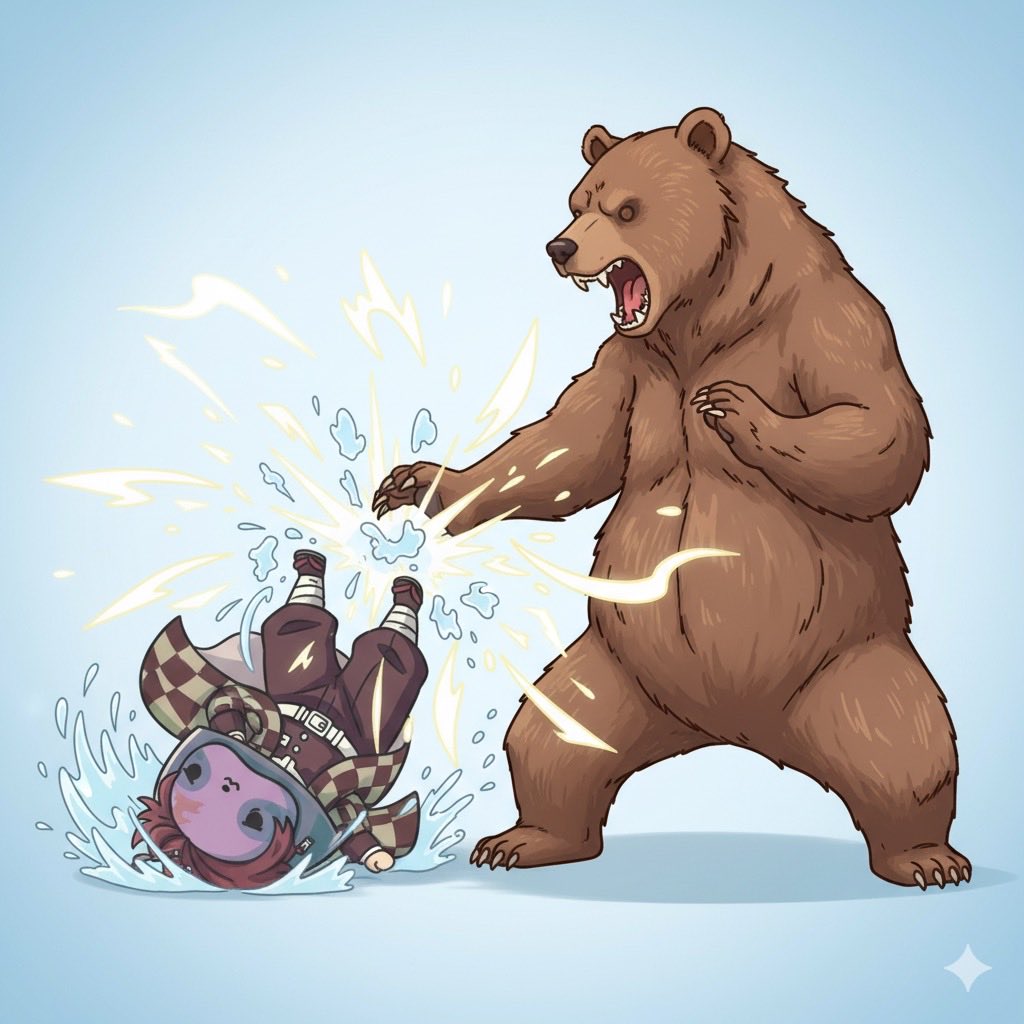 black_vevn's tweet image. gm guys

i woke up ready to fight the bear 
but apparently the bear went to kung fu school and folded me like laundry 
that’s why the market looks like this lol

but the bear forgot one thing 
i still have my phone, and i can still talk about @pip_world scalability

let’s keep it…