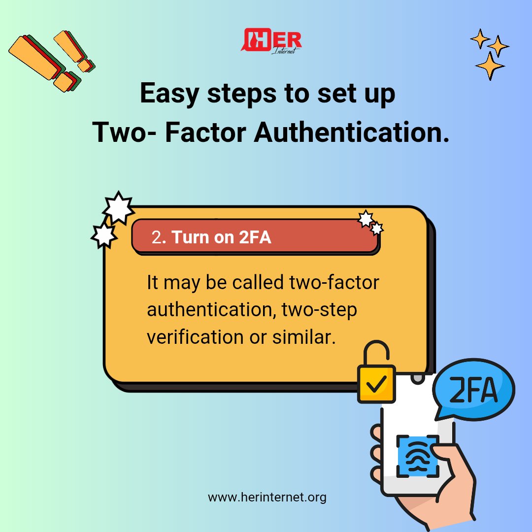 HerInternet's tweet image. #TechTuesday
Even if your password is guessed or stolen, Two-factor Authentication (2FA) can still protect your accounts. Use an authenticator app like Google Authenticator instead of SMS codes. 

For more quick tips, check out pur #SecureVoices Manual: herinternet.org/secure-voices-…