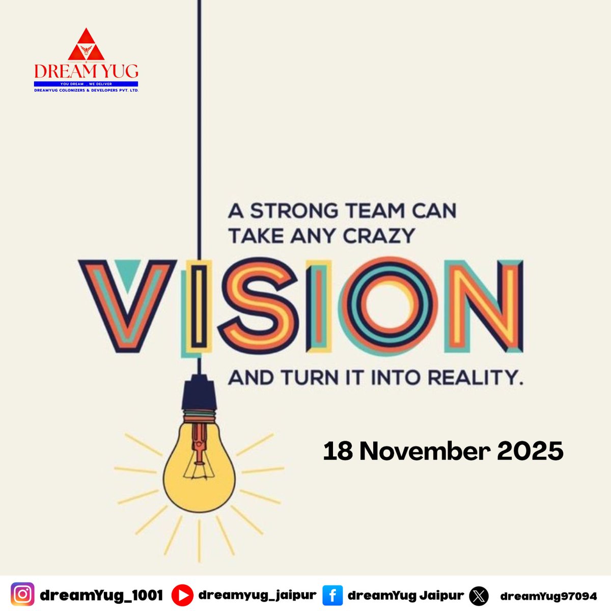 DreamYug97094's tweet image. Dreams light up when a team stands strong behind them. Here’s to building brighter possibilities, one idea at a time. 💡✨

#DreamYug #DreamToReality #TeamWorkMagic #JaipurProjects