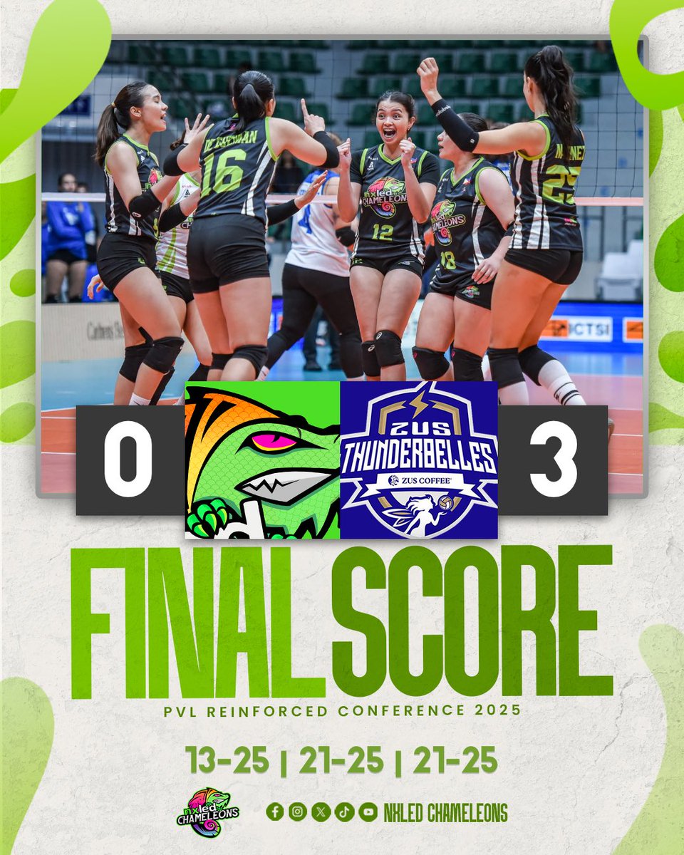 The Chameleons end their Reinforced Campaign with a loss to the Thunderbelles. 

#NxledChameleons #PVL2025 🌟🦎🌈
