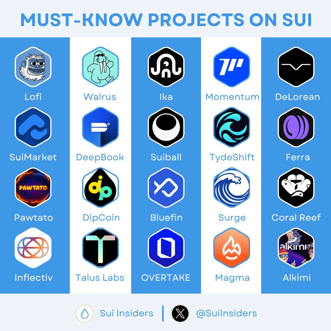 MUST-KNOW PROJECTS ON SUI🔥

<a href="/SuiNetwork/">Sui</a>  keeps proving it’s not just fast! It’s a builder’s paradise 🚀

If you could only pick ONE project to represent #SUI 

Who are you choosing? 👇

Like and RT to support us 🙏

#Sui #SuiNetwork #SUI