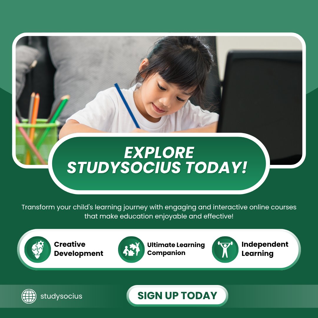 studysocius's tweet image. Explore StudySocius — interactive online courses that make learning fun, engaging, and effective for your child! 🚀📚
#studysocius #onlinelearning #childlearning #educationforall #interactivelearning #learningmadefun
