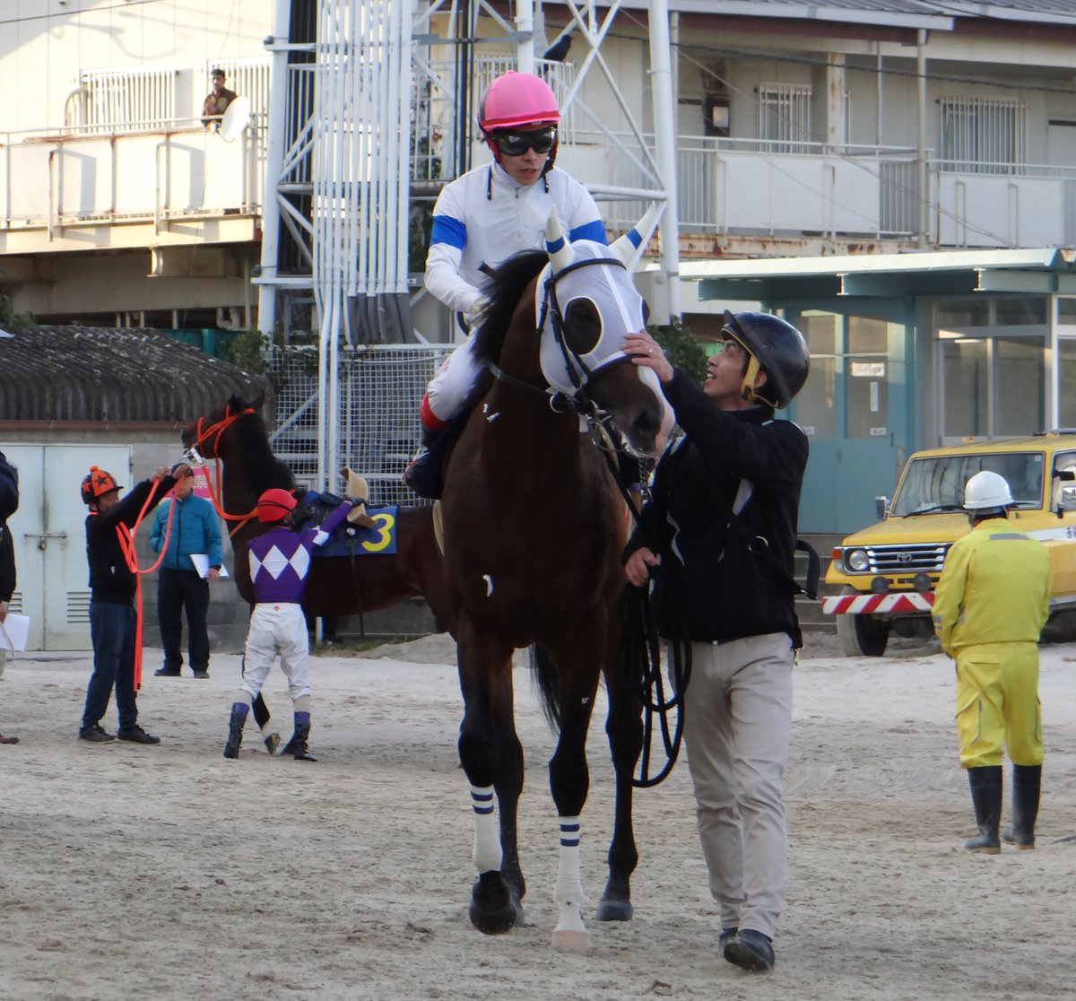 sonoda_himeji's tweet image. メインレース「近江米特別」は大山真吾騎手が騎乗するダイジョバナイ号（牡4：飯田良弘きゅう舎）がスタートから先頭にたつとそのまま粘って逃げ切りの勝利🎉
#そのだけいば #園田競馬