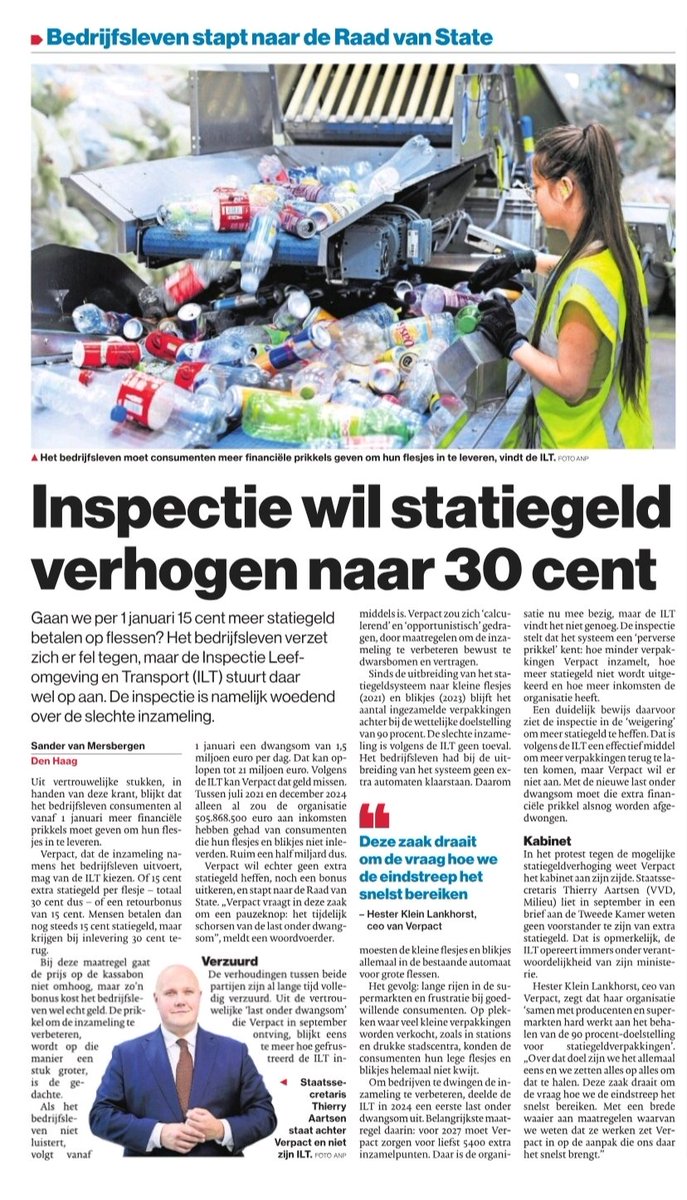 Gek, gekker, gekst. Net als je denkt dat je alles gezien had, komt de overheid met nog dwazere plannen 

Dat hele #statiegeld idee op kleine flesjes en blikjes was vanaf dag één al een mislukt plan en dan willen ze de puinhoop verder vergroten door de heffing te verhogen naar 30