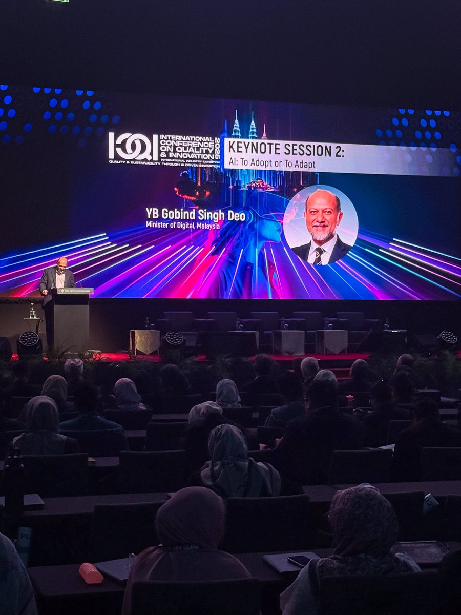 GobindSinghDeo's tweet image. ✨Keynote at SIRIM’s International Conference on Quality &amp;amp; Innovation (ICQI) 2025. 

How do we ADOPT and ADAPT AI? 

#SIRIM
#AI 
#Keynote