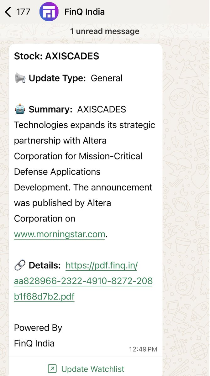 FinQ_India's tweet image. #axiscades partnership 

(WhatsApp alert from finq.in)