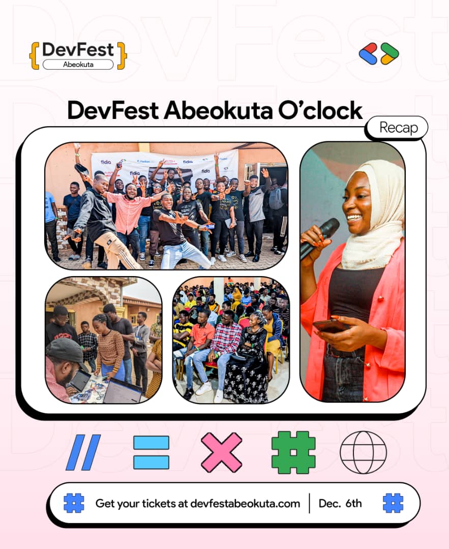 It is #DevFestAbeokuta o’clock.
Past editions brought developers together to learn, build, and grow.
This year raises the bar.
Secure your seat at devfestabeokuta.com.