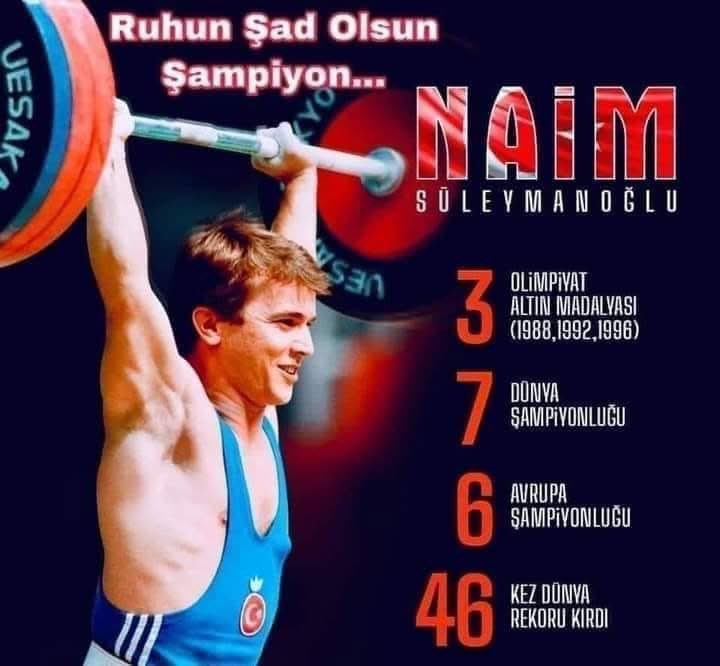 Dünyaya adını altın harflerle yazdıran, şanlı bayrağımızı gururla dalgalandıran, Türk sporunun efsane ismi “Cep Herkülü” #NaimSüleymanoğlu’nu rahmetle anıyorum.