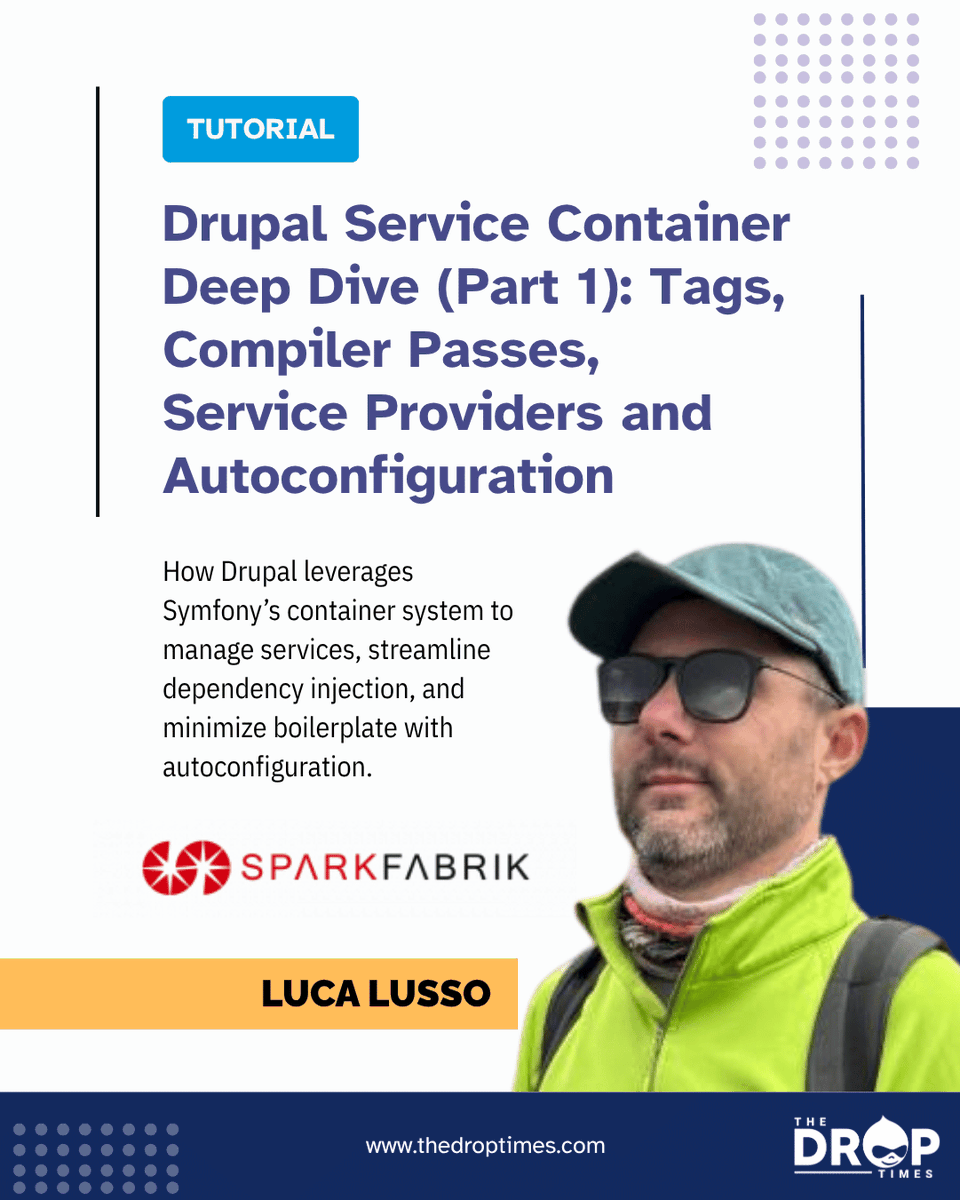 thedroptimes's tweet image. 🧩 How does Drupal manage its services under the hood?

Luca Lusso explains tags, compiler passes, and autoconfiguration in Part 1 of his new series.

Essential for any dev working on contrib or custom modules.
bit.ly/4p5b2nb 

#Drupal #Symfony #DependencyInjection