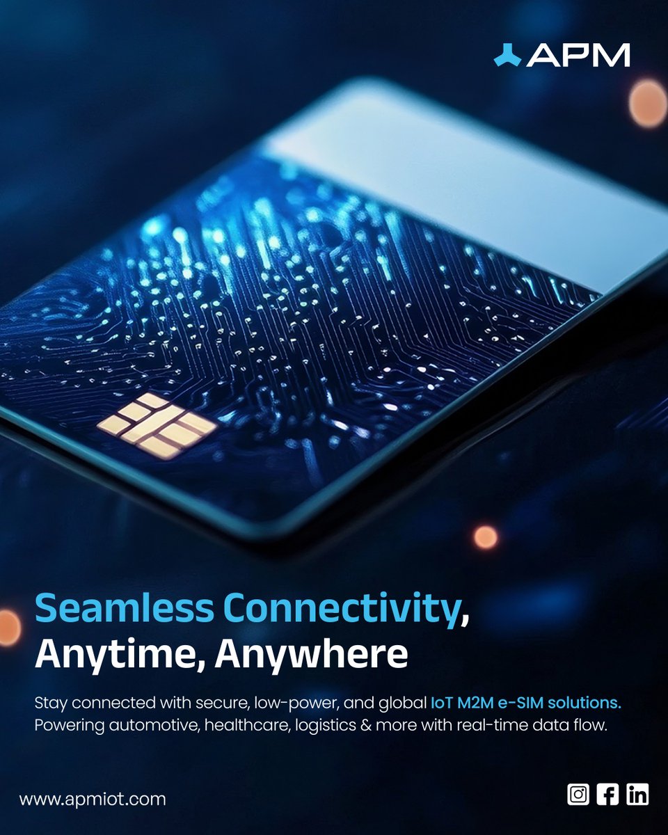 APMGROUP_'s tweet image. Experience Seamless Connectivity — Anytime, Anywhere with APM’s global IoT M2M e-SIM solutions.
 Secure. Low-power. Future-ready. 🌐⚡

🌐 apmiot.com

#APMIoT #eSIMTechnology #IoTSolutions #M2MConnectivity #TechInnovation #SmartConnectivity #DigitalTransformation
