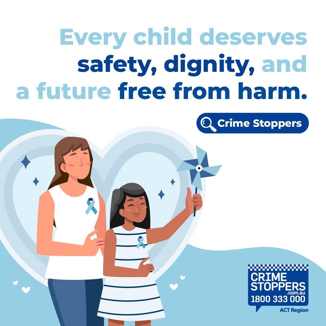 ACTCrimeStop's tweet image. Every child deserves safety, dignity, and a future free from harm. On this World Day for the Prevention of and Healing from Child Sexual Exploitation, Abuse and Violence, ACT Crime Stoppers stands with survivors and calls on our community to be part of the solution.
