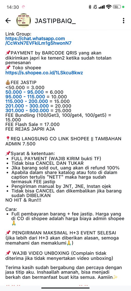 bukancccc's tweet image. Halo semuanya, aku open PO JAPAN UNIQLO X NEEDLES.
ETA Jakarta inshaallah 15/16 des 2025
💰 Rp 695.000 NETT
Harga itu udh sampai indonesia dan sampai di jakarta.
Boleh cek IG jastip ku @jastipbaiq_
Atau WA grup jastipku chat.whatsapp.com/CcWxN7EVFkiLm1…