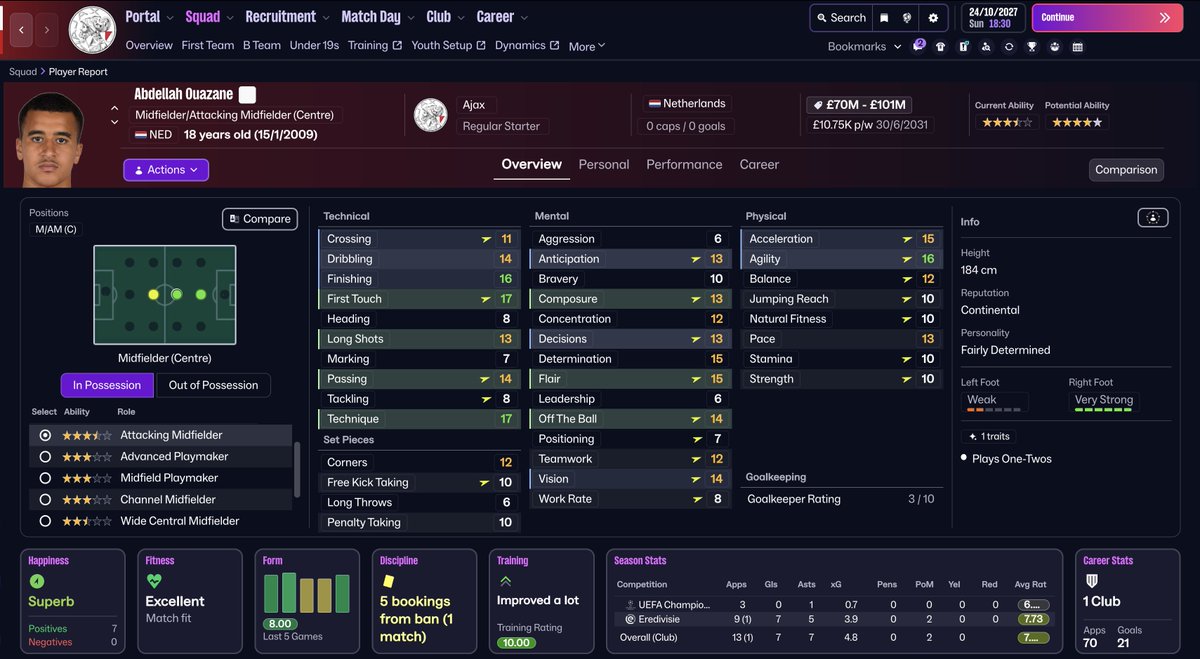 Ouazane is progressing incredibly well. #ajax #FM26