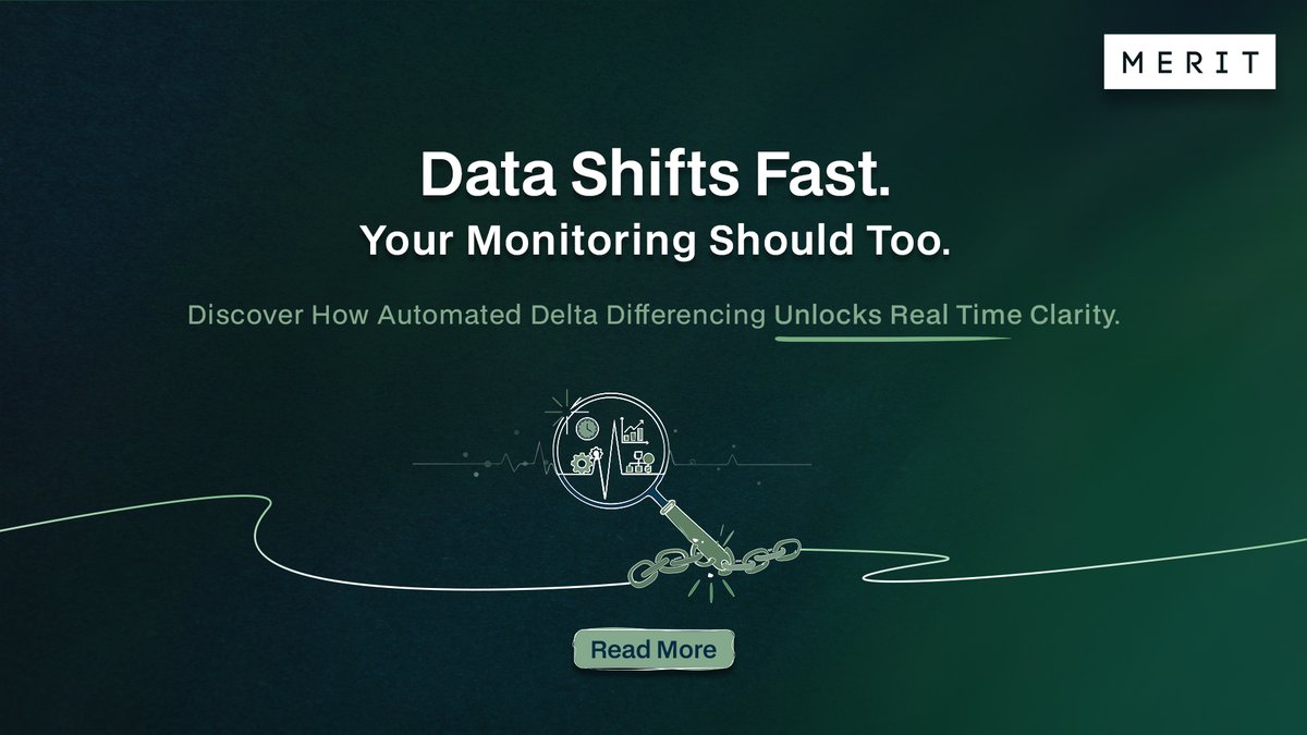Meritdatatech's tweet image. 1 million+ changes a month, but how many are you actually catching? 
Our latest blog breaks down how Automated Delta Differencing is changing the game.
Read the blog to see how: meritdata-tech.com/resources/auto…
#DeltaDifferencing #DataMonitoring #AI #Automation #DataOps #MeritDataTech